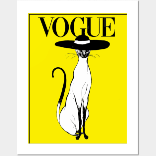 Vogue Fashion Cat Abstract Print Posters and Art